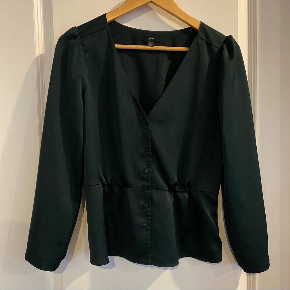 Green J. Crew Peplum Top